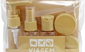 Kit de Viagem - Esses kits salvam vida: já no tamanho certo permitido pra você levar shampoo, condicionador.