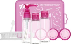 Kit de Viagem - Esses kits salvam vida: já no tamanho certo permitido pra você levar shampoo, condicionador.